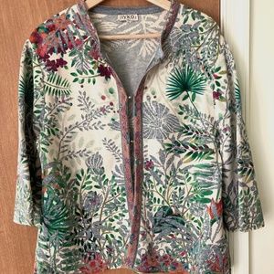 IVKO floral jacquard cotton sweater with magnetic closures, size 44